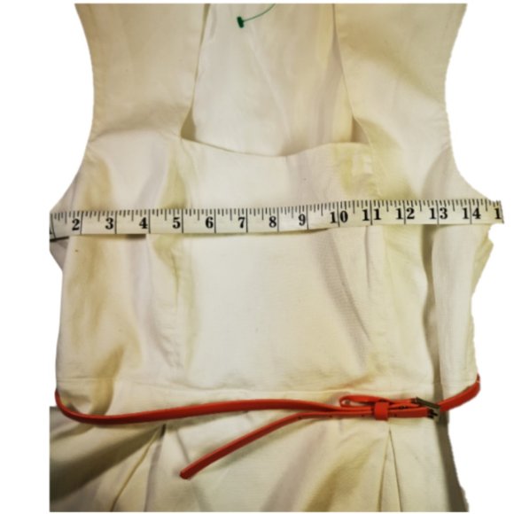 RW&CO., white dress with peach belt, size 4 - Picture 6 of 8